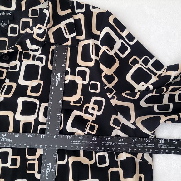 Maggie Barnes Geometric Button Up Lagenlook Career Office Work Blouse Top 1X - Picture 5 of 6